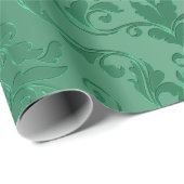 Jade Green  Style Damask Cadeaupapier (Rol Hoek)