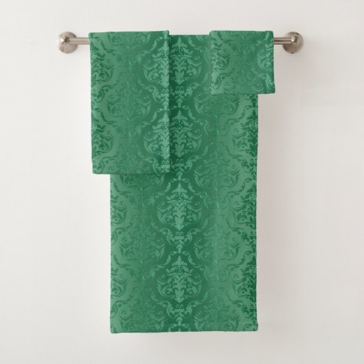 Jade Green Style Damask-wasset Bad Handdoek (Insitu)