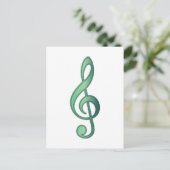 Jade Green Treble Clef Briefkaart (Staand voorkant)