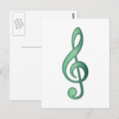 Jade Green Treble Clef Briefkaart (Voorkant / Achterkant)