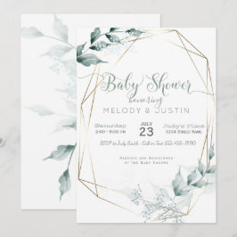 Jade Green Waterverf Couple's Baby shower Kaart