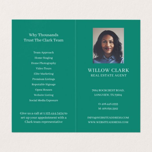 Jade Green Waterverf Voordeur Foto's en diensten Visitekaartje (Binnenkant ongevouwen)