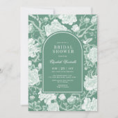 Jade Green White Chinoiserie Floral Vrijgezellenfe Kaart (Voorkant)