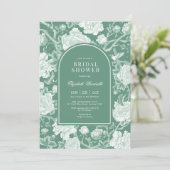 Jade Green White Chinoiserie Floral Vrijgezellenfe Kaart (Staand voorkant)