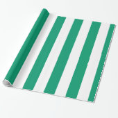 Jade Green White Extra Large Stripe Patroon Cadeaupapier (Uitgerold)