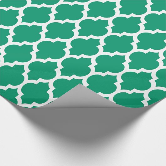 Jade Green White XL Moroccan Quatrefoil #4 Cadeaupapier (Hoek)