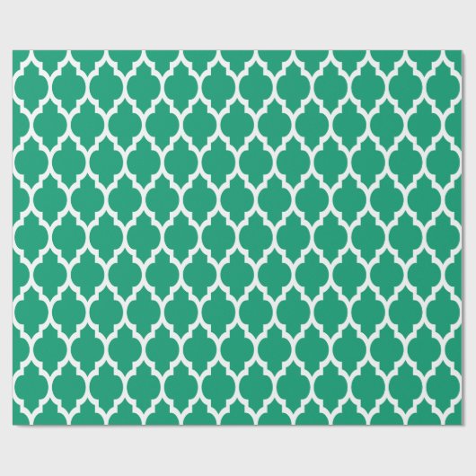 Jade Green White XL Moroccan Quatrefoil #4 Cadeaupapier (Vlak)