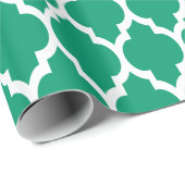 Jade Green White XL Moroccan Quatrefoil #4 Cadeaupapier (Rol Hoek)