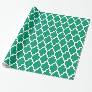 Jade Green Wit XL Marokkaanse Quatrefoil #4 Cadeaupapier