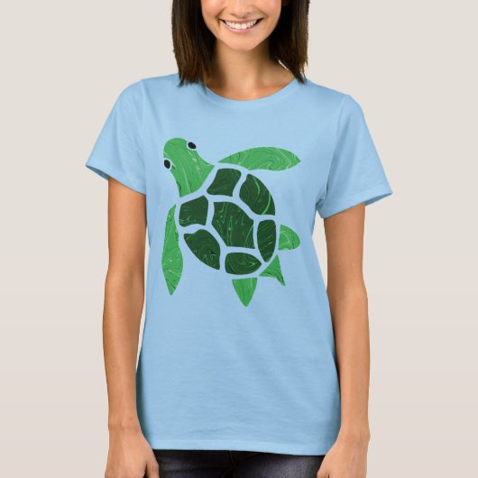 Jade Green Zee Schildpad Mozaïek Kunstwerk T-shirt (Voorkant)
