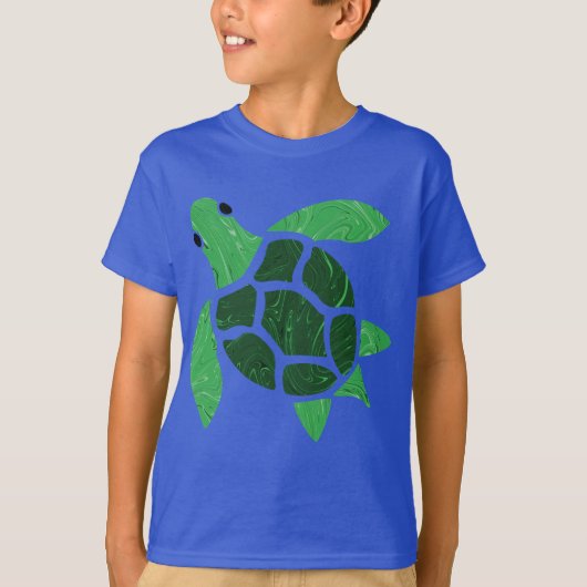 Jade Green Zee Schildpad Mozaïek Kunstwerk T-shirt (Voorkant)