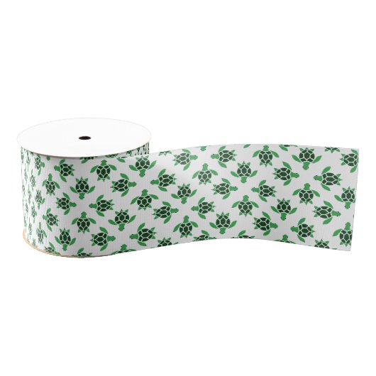 Jade Green Zee Turtle Mosaic Design Grosgrain Lint (Spoel)