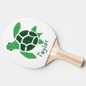 Jade Green Zee Turtle Mosaic met naam Golf Balls Tafeltennisbatje (Zijkant)