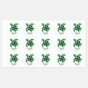 Jade Green Zee Turtle Mosaic met naam Labels