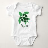 Jade Green Zee Turtle Mosaic met naam Romper (Voorkant)