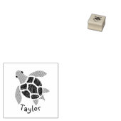 Jade Green Zee Turtle Mosaic met naam Rubberstempel (Gestempeld)