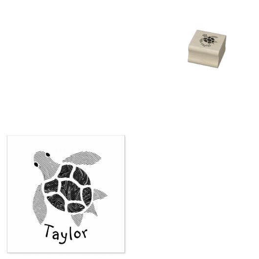 Jade Green Zee Turtle Mosaic met naam Rubberstempel (Gestempeld)