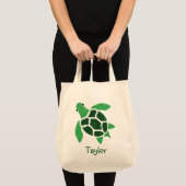 Jade Green Zee Turtle Mosaic met naam Tote Bag (Voorkant (product))