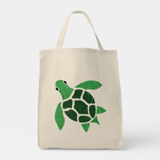 Jade Green Zee Turtle Mosaic met naam Tote Bag (Achterkant)
