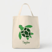 Jade Green Zee Turtle Mosaic met naam Tote Bag (Voorkant)