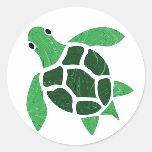 Jade Green Zee Turtle Mozaïek Kunst Ronde Sticker (Voorkant)