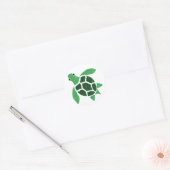 Jade Green Zee Turtle Mozaïek Kunst Ronde Sticker (Envelop)