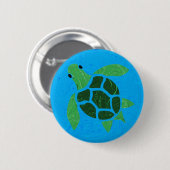Jade Green Zee Turtle on Marble Ocean Blue Ronde Button 5,7 Cm (Voorkant /achterkant)