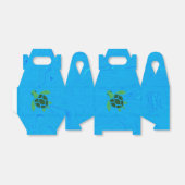 Jade Green Zee Turtle on Ocean Blue Background Bedankdoosjes (Uitgevouwen)