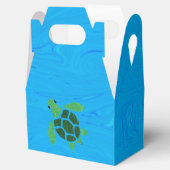 Jade Green Zee Turtle on Ocean Blue Background Bedankdoosjes (Geopend)