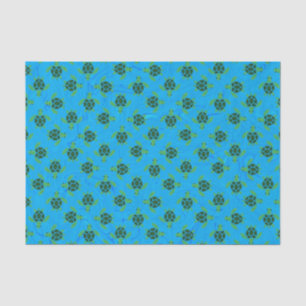Jade Green Zee Turtle on Ocean Blue Background Tissuepapier