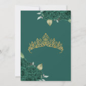 Jade Groen Roos Bloemen en Gouden Quinceanera Kaart (Achterkant)