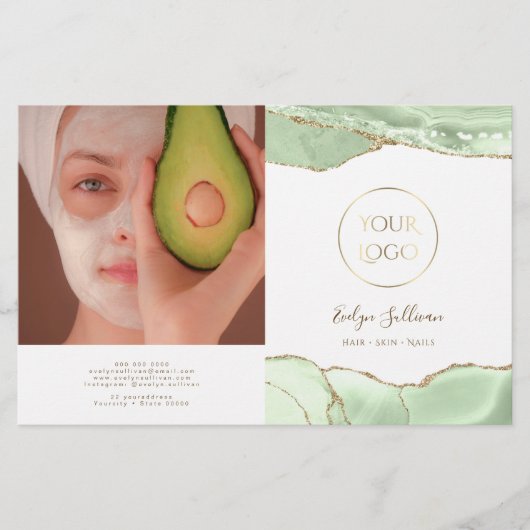 Jade groene agaat bifold brochure (Voorkant)