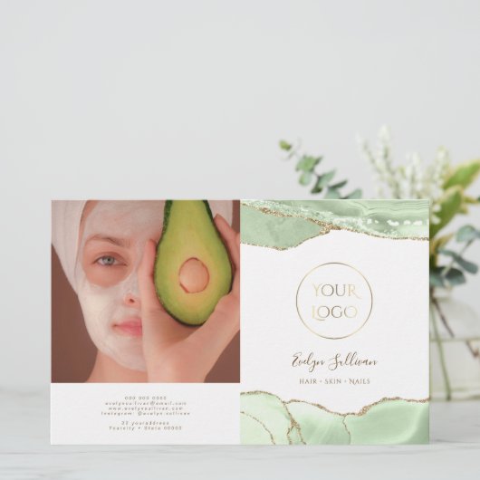 Jade groene agaat bifold brochure (Staand voorkant)