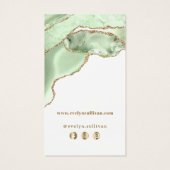 Jade groene agaat bijsluiter visitekaartje (Achterkant)