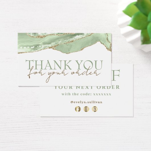 Jade groene agaat dank u kortingskaart visitekaartje (Bureau)