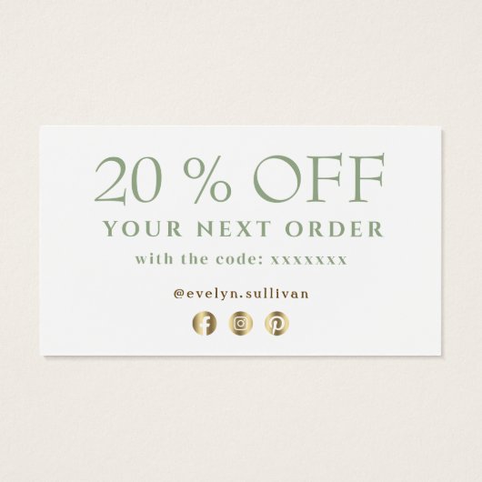 Jade groene agaat dank u kortingskaart visitekaartje (Achterkant)