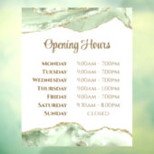 Jade groene Agaat Openingstijden Venster Cling Raamsticker (Vel 3)