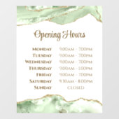 Jade groene Agaat Openingstijden Venster Cling Raamsticker (Vel)