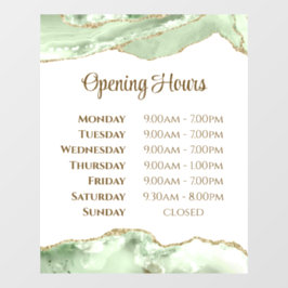 Jade groene Agaat Openingstijden Venster Cling Raamsticker