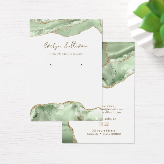 Jade groene agaat sieraden display kaart (Bureau)