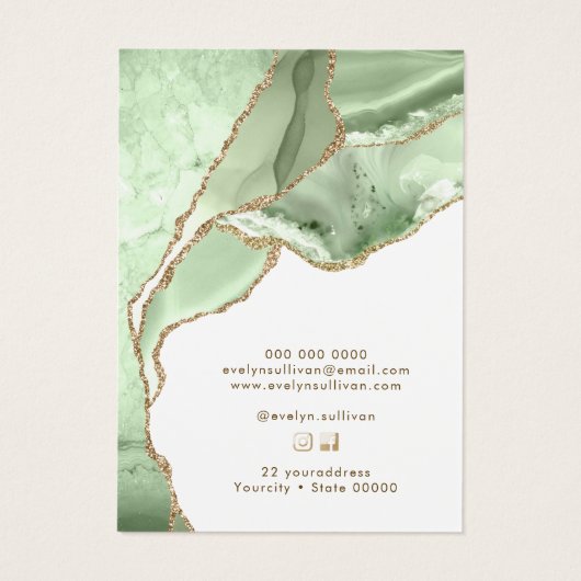 Jade groene agaat sieraden display kaart (Achterkant)