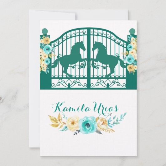 Jade Groene Charra Uitnodiging (Achterkant)