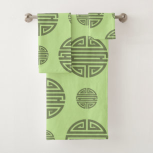Jade Groene Chinese Shou Levensduur Karakter Bad Handdoek