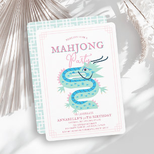 Jade Groene Draak Roze Chinoiserie Mahjong Verjaar Kaart