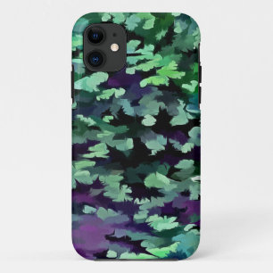 Jade Groene en Paarse Camouflagepatroon iPhone 11 Hoesje