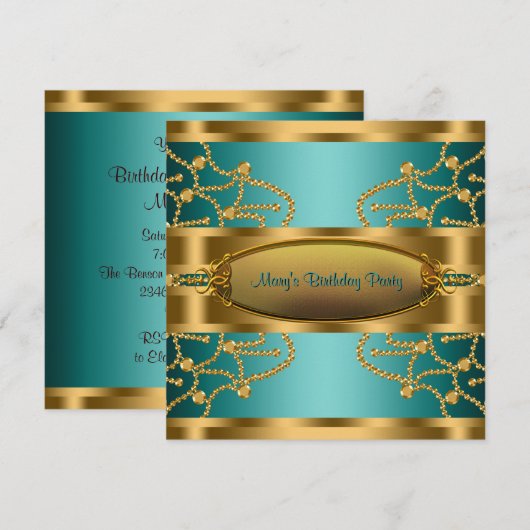 Jade Groene Gouden Vrouwen Verjaardagsfeestje Kaart (Voorkant / Achterkant)