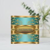 Jade Groene Gouden Vrouwen Verjaardagsfeestje Kaart (Staand voorkant)