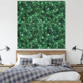 Jade Groene Klinker Patchwork Terrazzo Patroon Canvas Afdruk (Insitu (Slaapkamer))