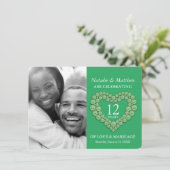 Jade groene kralen hart 12de trouwdag kaart (Staand voorkant)