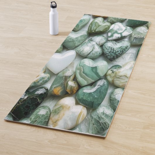Jade Groene Marmeren Hart Cluster Yoga Mat (In situ)